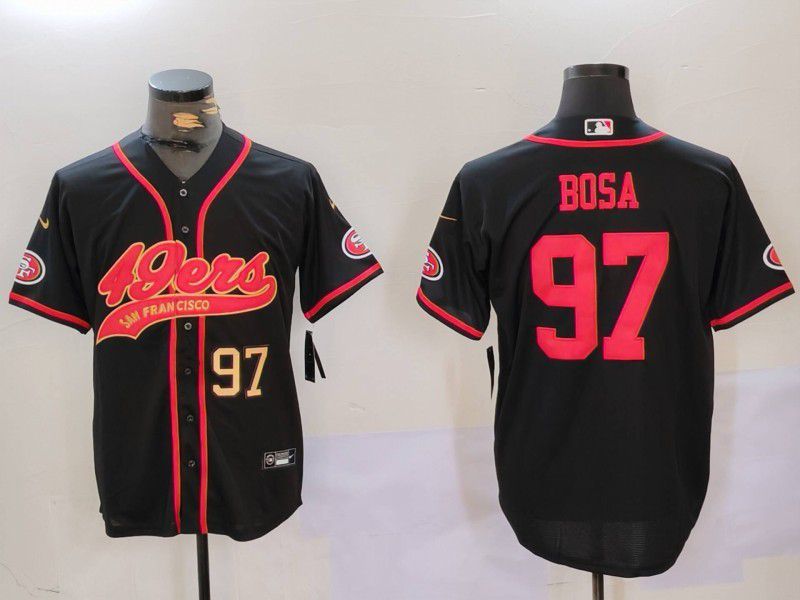 Men San Francisco 49ers #97 Bosa Black gold Joint Name 2024 Nike Limited NFL Jersey style 2